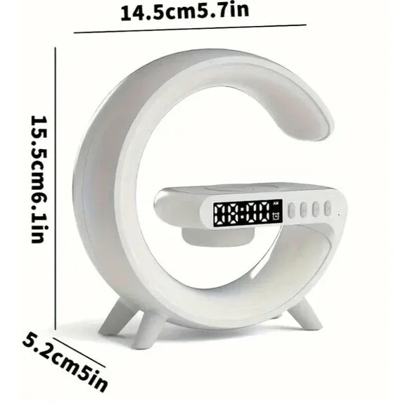 LED Desk Lamp Night Light Wireless Charger Alarm Clock w/Bluetooth Speaker 15W - Picture 4 of 10